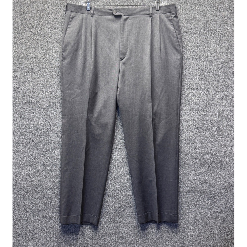 Zanella Bennett Dress Pants Men 42 Gray Wool Pleated Cuffed Made in Italy Luxury